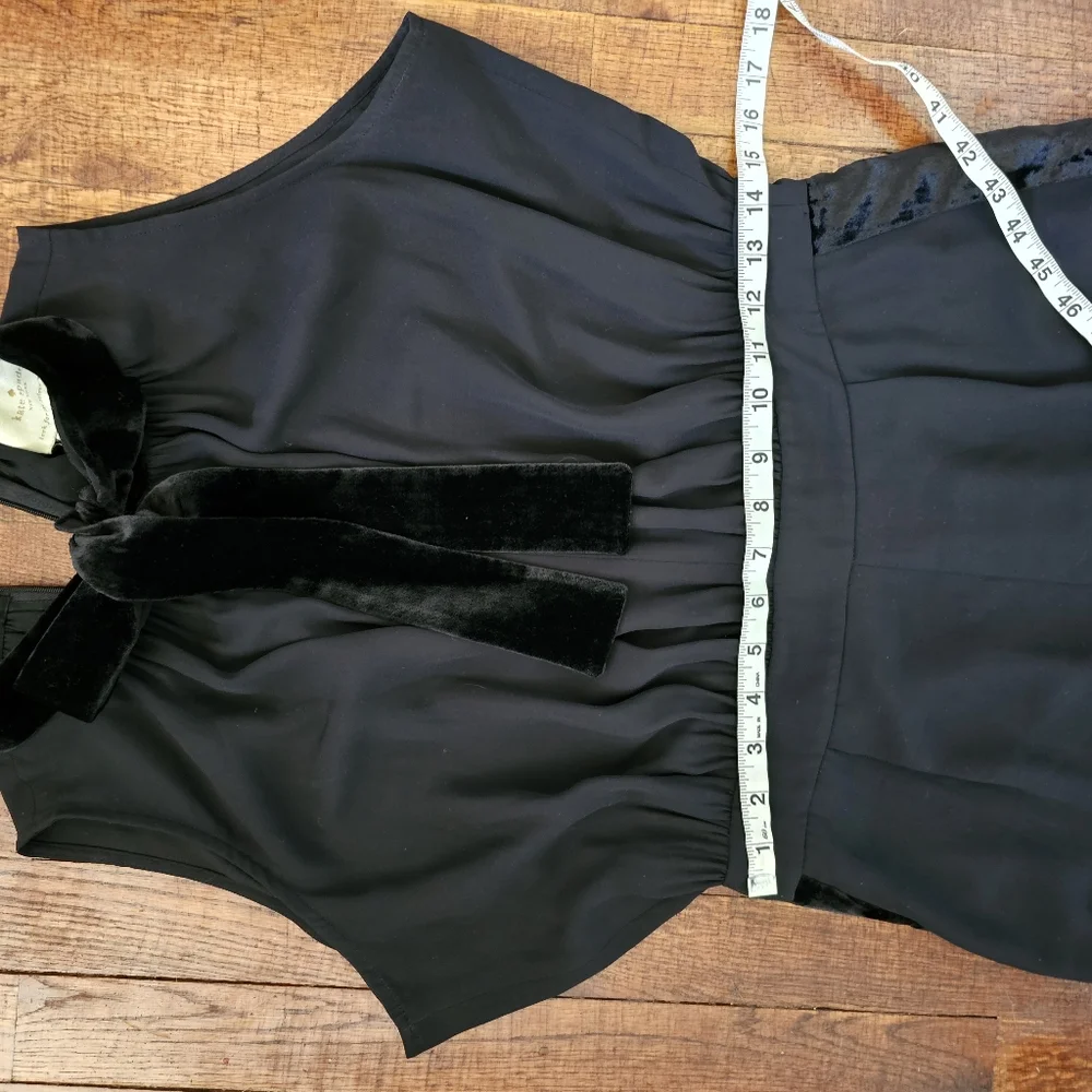 Kate Spade Elegant Chic Black Velour‎ Accents Bow Sleeveless Jumpsuit Sz 8